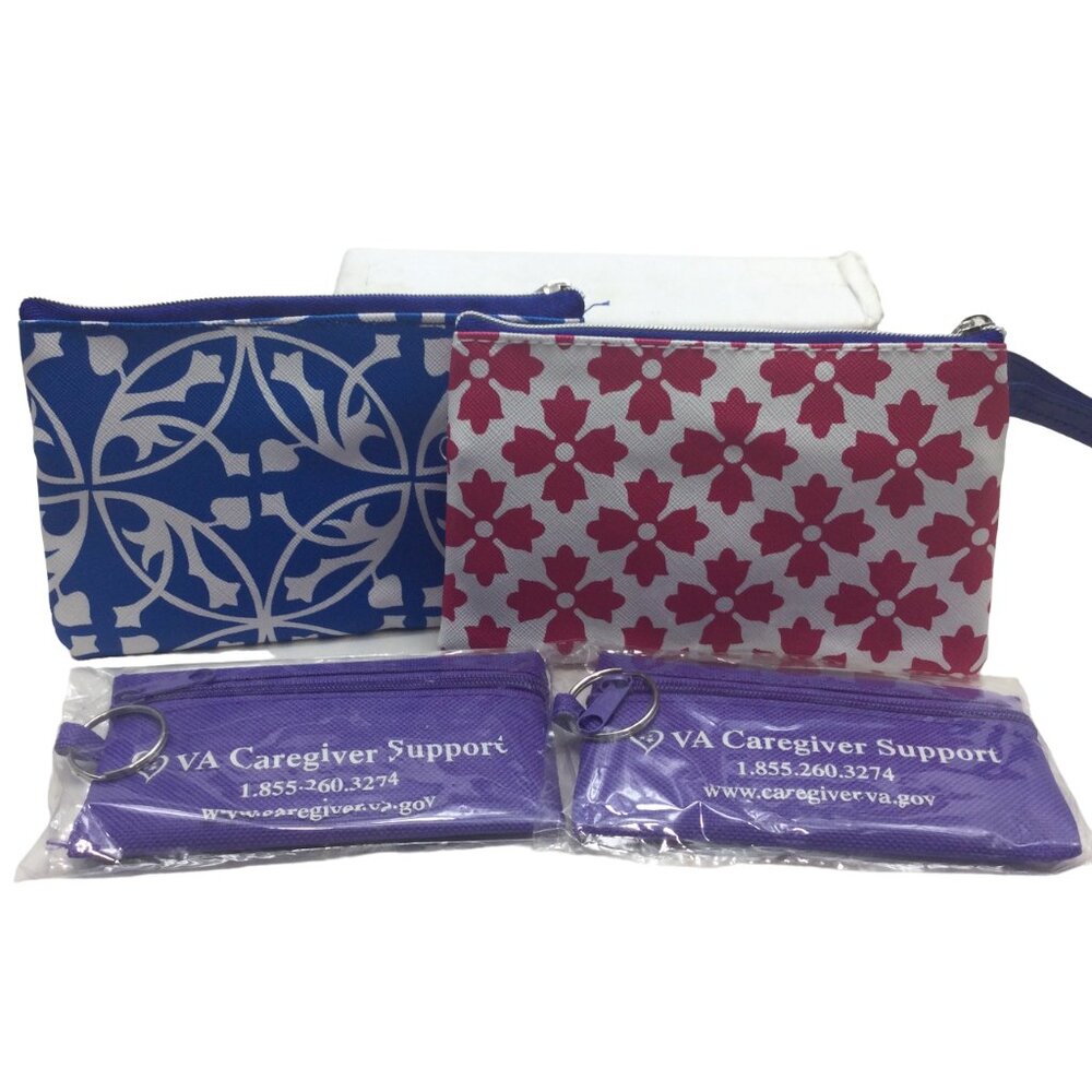 4pc Wristlet Zipper Pouches Blue Pink Purple Pre-Loved